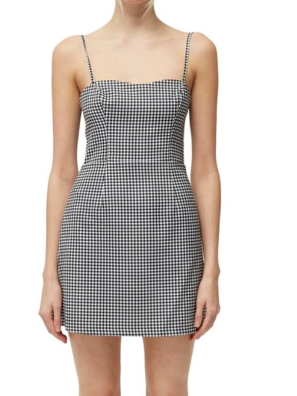 French Connection Black and White Gingham Spaghetti Strap Dress